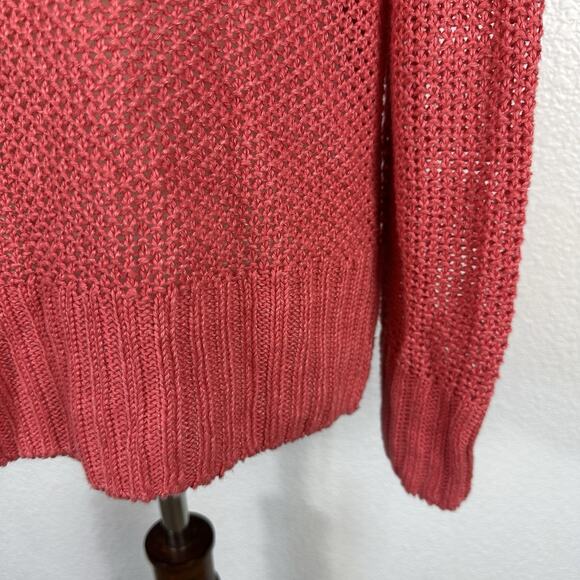 J Crew Sweater Women Medium Linen Coral Relaxed Beach Crewneck Coastal Relaxed - Picture 10 of 14